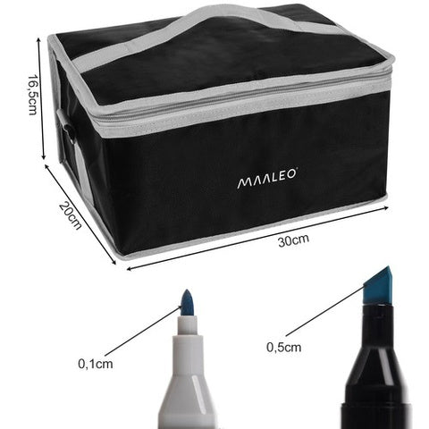 Kahepoolsete alkoholitindiga markerite komplekt 168 tk + kott ja organiseerija