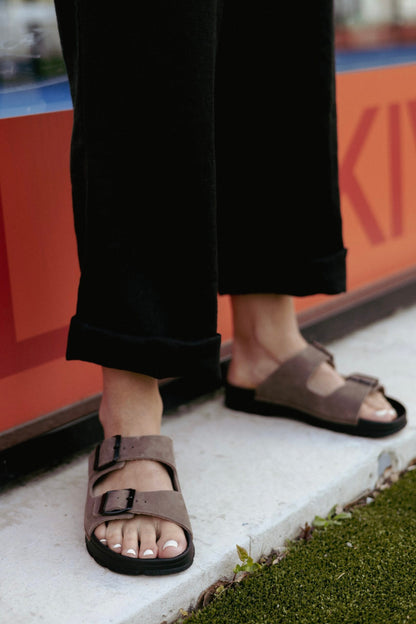 Meeliku Leather Sandals – Brown/Black 